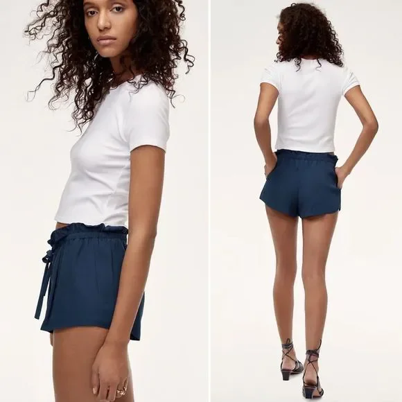 Aritzia Wilfred Montrouge Shorts Light Grey Pull On Paperbag Shorts - Picture 4 of 14